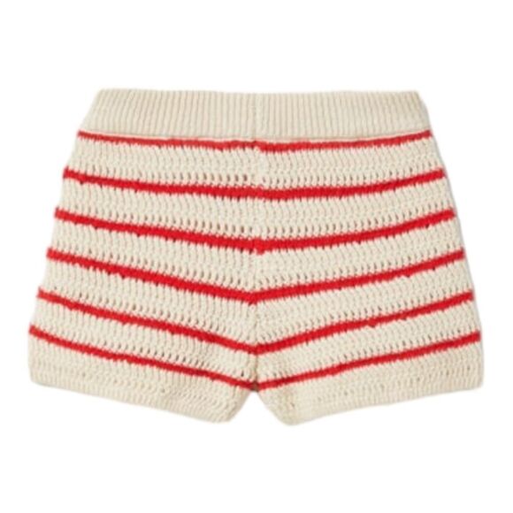 ZARA Kids | Ecru/Red | STRIPED KNIT SHORTS - Picture 3 of 5